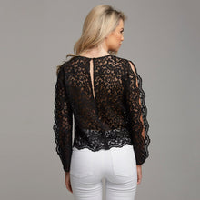 Load image into Gallery viewer, ISABELLA BLACK LACE WITH SPLIT SLEEVE DETAIL - CT038