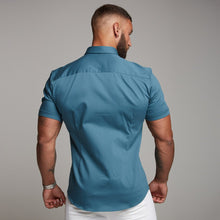 Load image into Gallery viewer, Father Sons Super Slim Stretch Teal Denim Short Sleeve - FS328