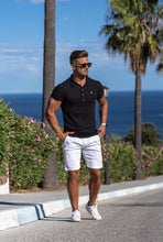 Load image into Gallery viewer, Father Sons Classic Black Ribbed Polo Shirt with Gold Metal Emblem Decal & Buttons - FSH495 (PRE ORDER > 17TH AUGUST)