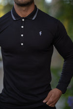Load image into Gallery viewer, Father Sons Classic Black Pima Polo Shirt with Contrast Collar Long Sleeve - FSH426