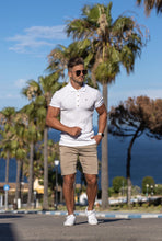Load image into Gallery viewer, Father Sons Classic White Ribbed Polo Shirt with Gold Metal Emblem Decal & Buttons - FSH496 (PRE ORDER > 17TH AUGUST)