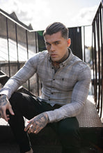 Load image into Gallery viewer, Father Sons Super Slim Stretch Prince Of Wales White and Black Check Long Sleeve - FS517