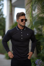 Load image into Gallery viewer, Father Sons Classic Black Pima Polo Shirt with Contrast Collar Long Sleeve - FSH426