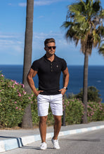 Load image into Gallery viewer, Father Sons Classic Black Ribbed Polo Shirt with Gold Metal Emblem Decal & Buttons - FSH495 (PRE ORDER > 17TH AUGUST)