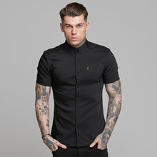 Load image into Gallery viewer, Father Sons Super Slim Ultra Stretch Classic Black Short Sleeve (Khaki Embroidery) - FS481