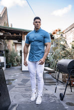 Load image into Gallery viewer, Father Sons Super Slim Stretch Teal Denim Short Sleeve - FS328