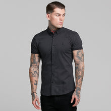Load image into Gallery viewer, Father Sons Super Slim Stretch Black & White Ditsy Print Short Sleeve FS412