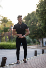 Load image into Gallery viewer, Father Sons Classic Black Polo Shirt with Silver Metal Emblem Decal & Buttons - FSH459