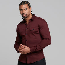 Load image into Gallery viewer, Father Sons Super Slim Stretch Burgundy Denim Shacket - FS372