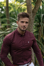 Load image into Gallery viewer, Father Sons Super Slim Stretch Burgundy & White Ditsy Print FS188