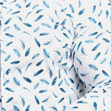 Load image into Gallery viewer, Father Sons Super Slim Stretch Blue Feather Print Button Down - FS595