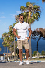 Load image into Gallery viewer, Father Sons Classic White Ribbed Polo Shirt with Gold Metal Emblem Decal & Buttons - FSH496 (PRE ORDER > 17TH AUGUST)
