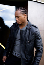 Load image into Gallery viewer, Father Sons Black Leather Jacket with Belt Detail - FSH313