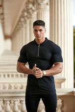 Load image into Gallery viewer, Father Sons Classic Black and Gold Zipped Polo Shirt - FSH239
