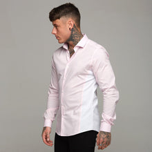 Load image into Gallery viewer, Father Sons Super Slim Stretch Pink Panel Shirt with White Contrast Sleeve  - FS324
