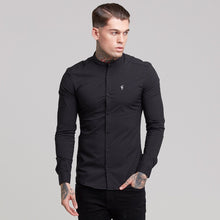 Load image into Gallery viewer, Father Sons Super Slim Stretch Classic Black Grandad Collar - FS171
