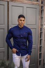 Load image into Gallery viewer, Father Sons Super Slim Stretch Navy Denim Long Sleeve (Red Emblem) - FS207
