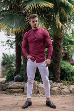 Load image into Gallery viewer, Father Sons Super Slim Stretch Classic Oxblood Grandad Collar - FS294
