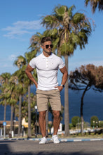 Load image into Gallery viewer, Father Sons Classic White Ribbed Polo Shirt with Gold Metal Emblem Decal &amp; Buttons - FSH496 (PRE ORDER > 17TH AUGUST)
