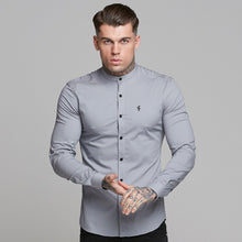 Load image into Gallery viewer, Father Sons Super Slim Stretch Classic Silver Grey Grandad Collar - FS289
