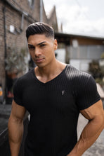 Load image into Gallery viewer, Father Sons Classic Black  Ribbed V Neck -  FSH389
