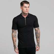 Load image into Gallery viewer, Father Sons Classic Black and Gold Zipped Polo Shirt - FSH239
