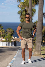 Load image into Gallery viewer, Father Sons Slim Fit Beige Sateen Shorts - FSH465
