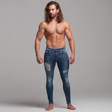 Load image into Gallery viewer, Father Sons Zipped Ankle Distressed Ripped Slim Stretch Blue Jeans - FSH180 / FSH213
