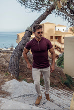 Load image into Gallery viewer, Father Sons Classic Burgundy Zipped Polo Short Sleeve Shirt - FSH027
