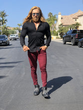 Load image into Gallery viewer, Father Sons Super Slim Stretch Black Denim Long Sleeve (Silver Emblem) - FS295
