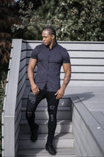 Load image into Gallery viewer, Father Sons Super Slim Stretch Black &amp; White Ditsy Print Short Sleeve FS412
